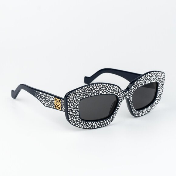 Loewe ANAGRAM Men Sunglasses Crystal Studs Blue Grey Rectangle LW4114IS 90A - Picture 1 of 12